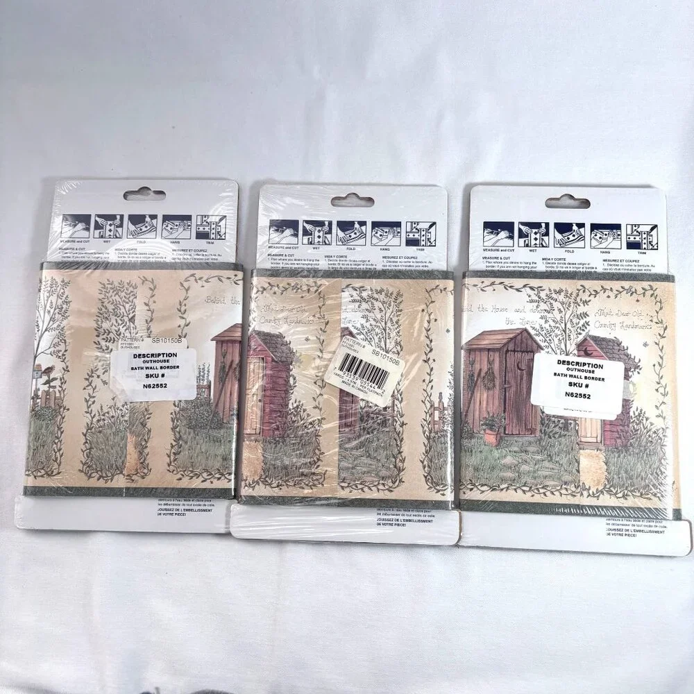 Vintage Expressions Country Themed Outhouses 3x Wallpaper Border‎ Decor 15 yds